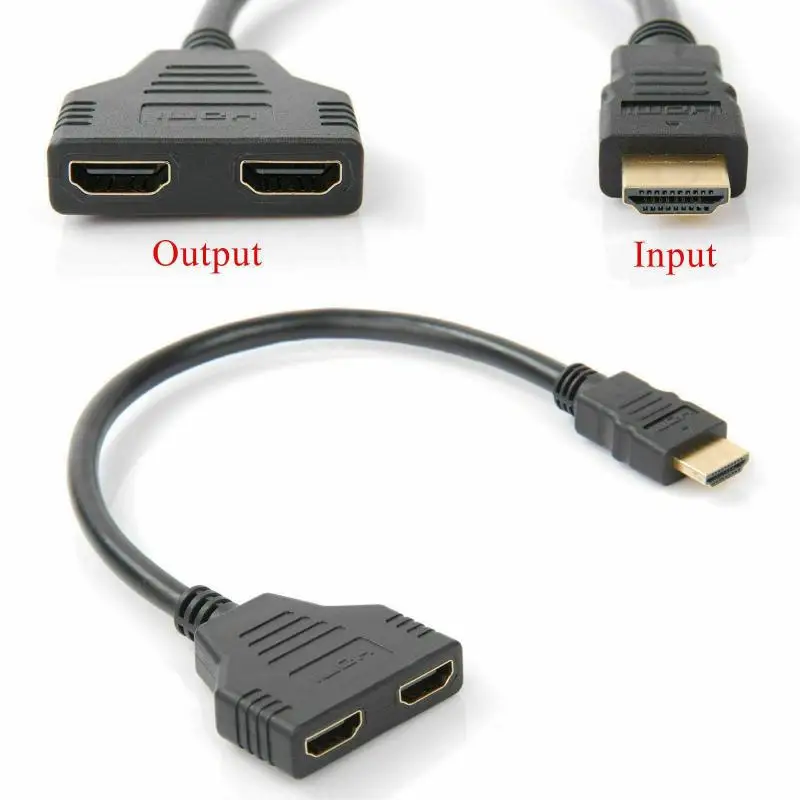 1080P HDMI 1 Male To Dual HDMI 2 Female Splitter Cable Adapter for HDTV LCD BE 