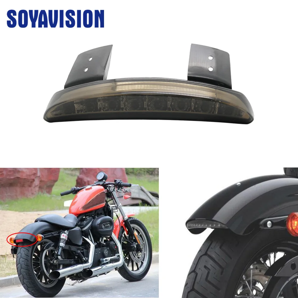 1pcs Motorcycle LED Red Lighting Chopped Fender Edge Smoked Tail Light Signal Light for Harley Sportster XL 883N XL1200V XL1200X (23)_