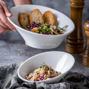 

1pc Solid Creative Irregular Korean Style Porcelain Salad Snacks Bowl Serving Dish Tableware Microwave Oven Dishwasher Safe