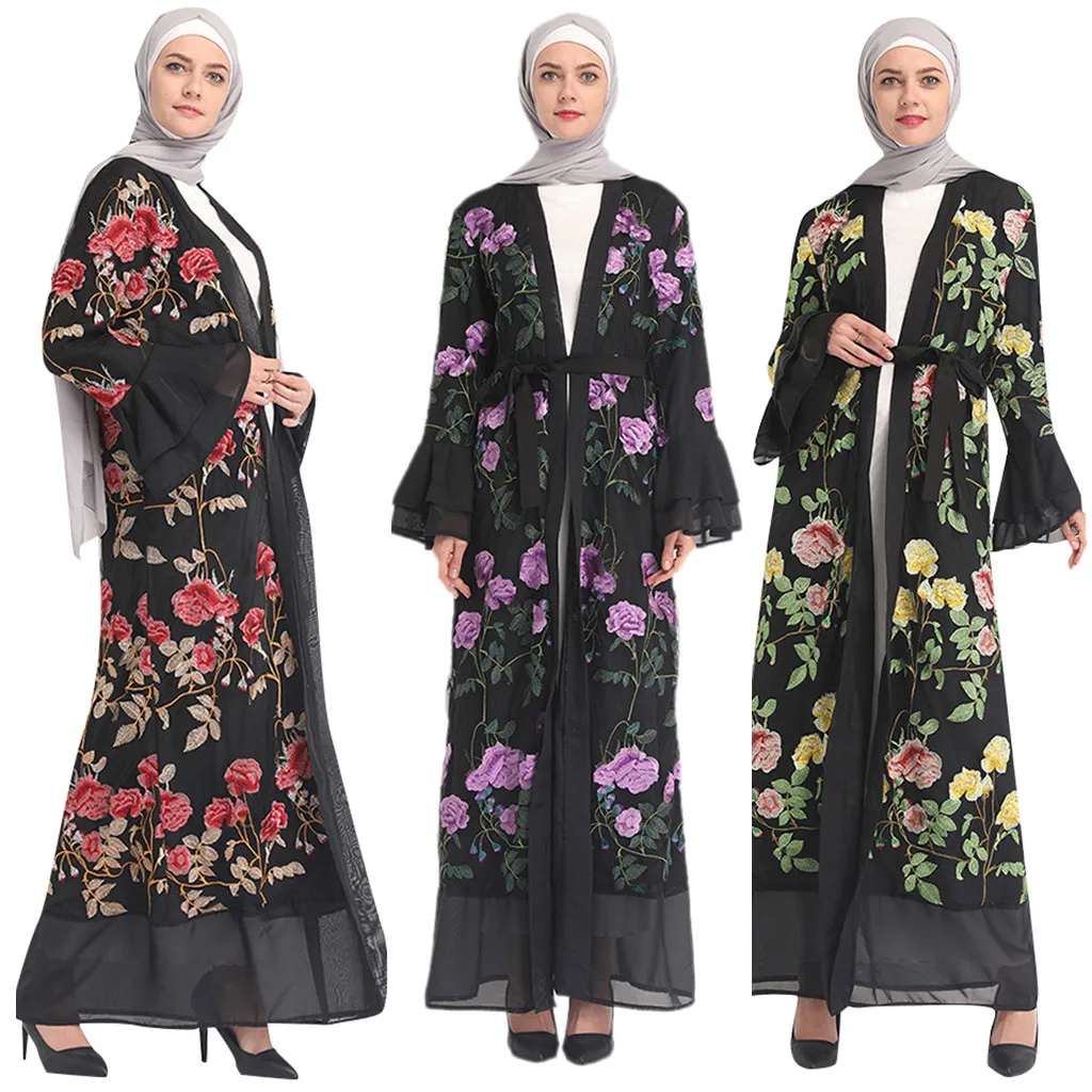 Abaya исламское турецкое длинное платье Дубай повседневное женское цветочное длинное платье с принтом халат открытый кардиган «абайя» мусульманское дубайское платье