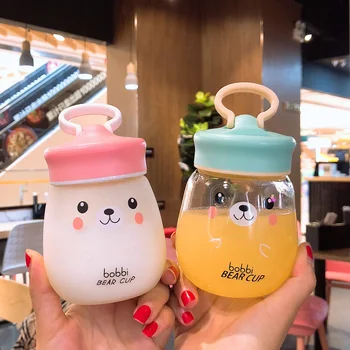 300ml Kawaii Boba Bear Glass Cup With Straw & Lid – The Kawaii Shoppu