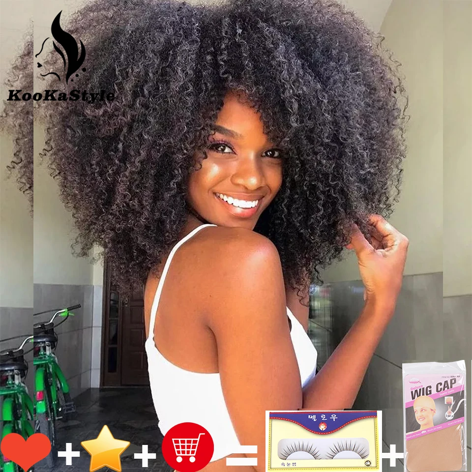 Peluca de cabello sintético Afro rizado con flequillo para mujeres negras, pelo corto sintético sin pegamento para Cosplay, resistente al calor