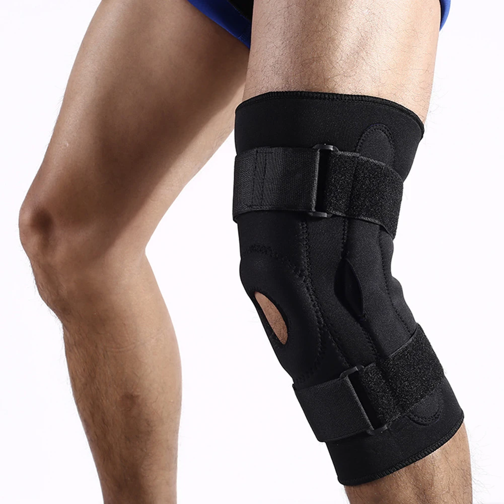 

Sports Knee Protector Knee Brace Support Polycentric Hinges Professional Sports Safety Black Knee Pads Guard Protector Strap