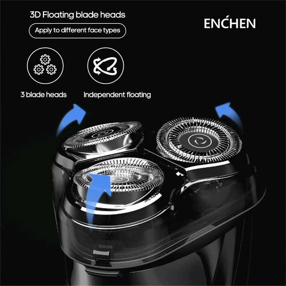  2020 Man ENCHEN BlackStone3 3D Electric Shaver IPX7 Waterproof Wet & Dry Dual Use LCD Electric Shav