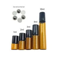 5 unidades/pacote 1ml 2ml 3ml 5ml 10ml claro/rolo de vidro âmbar na garrafa com bola de metal rolo de vidro fino óleo essencial frascos perfume
