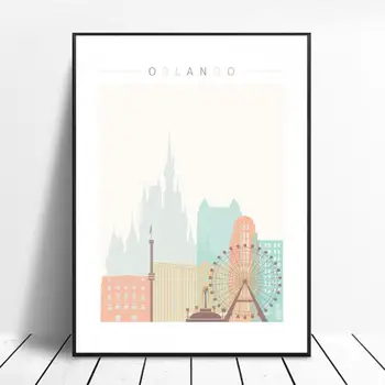 

Orlando Skyline Canvas Print Wall Art Poster Picture Modern Minimalist Bedroom Living Room Decoration No Frame