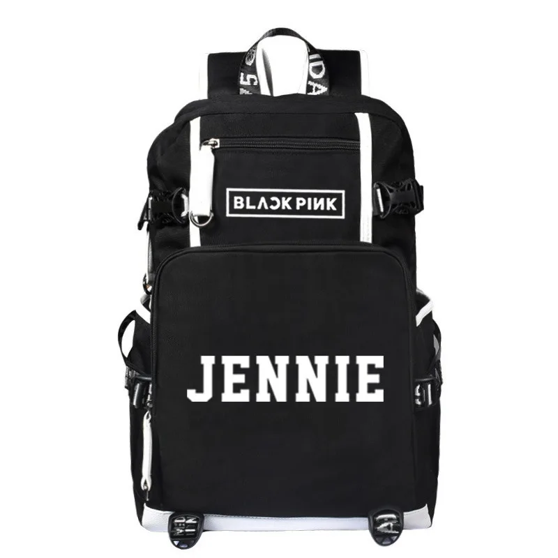 all black pink bookbag