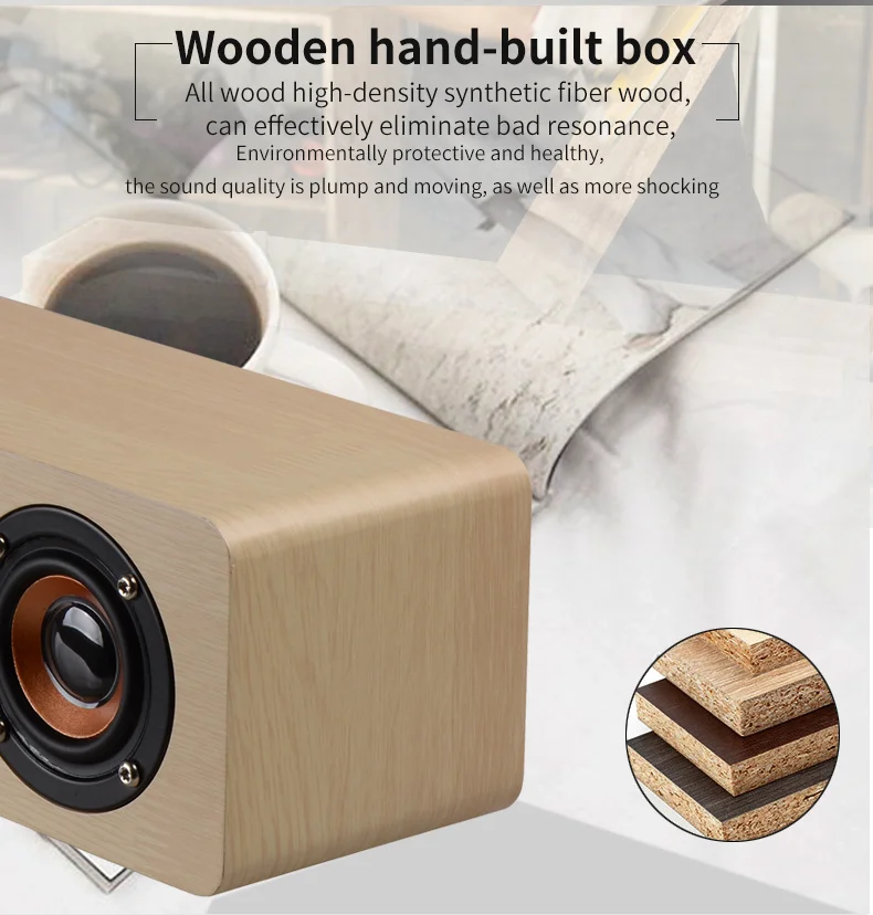 اسپیکر چوبی ساعت آلارم وایرلس رادیو پرتیبل سابوفر ۳۰۰۰ میلی آمپر Wooden Subwoofer Soundbar Portable 28 H07b6d0075afe4b19af43d55e6ef19634j