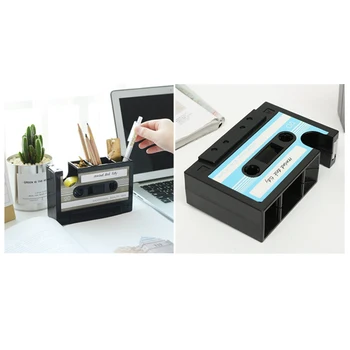 

Retro cassette pen holder desktop storage cassette tape desk creative storage pen holder