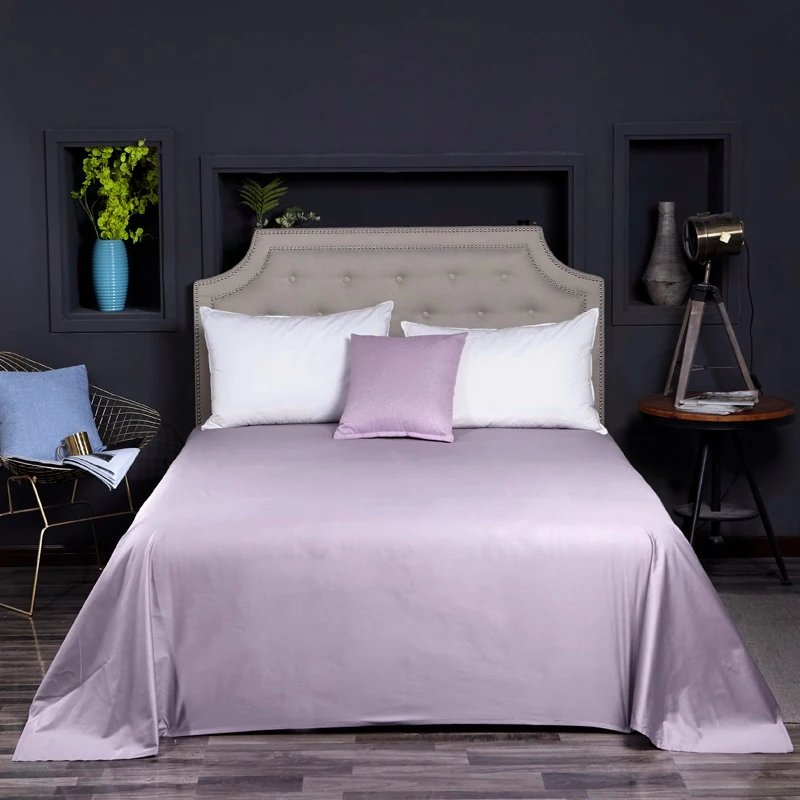 20 Solid Colors Egyptian Cotton Bed Sheet Satin Bedspread Long Staple Cotton Mattress Cover White Purple Yellow Bedlinen