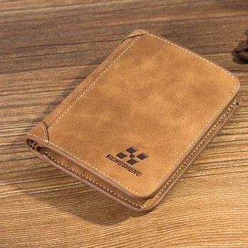 

New Men's Wallet Short Frosted Leather Wallet Retro Three Fold Vertical Wallet Youth Korean Multi-card Wallet 2020 Men Fashion