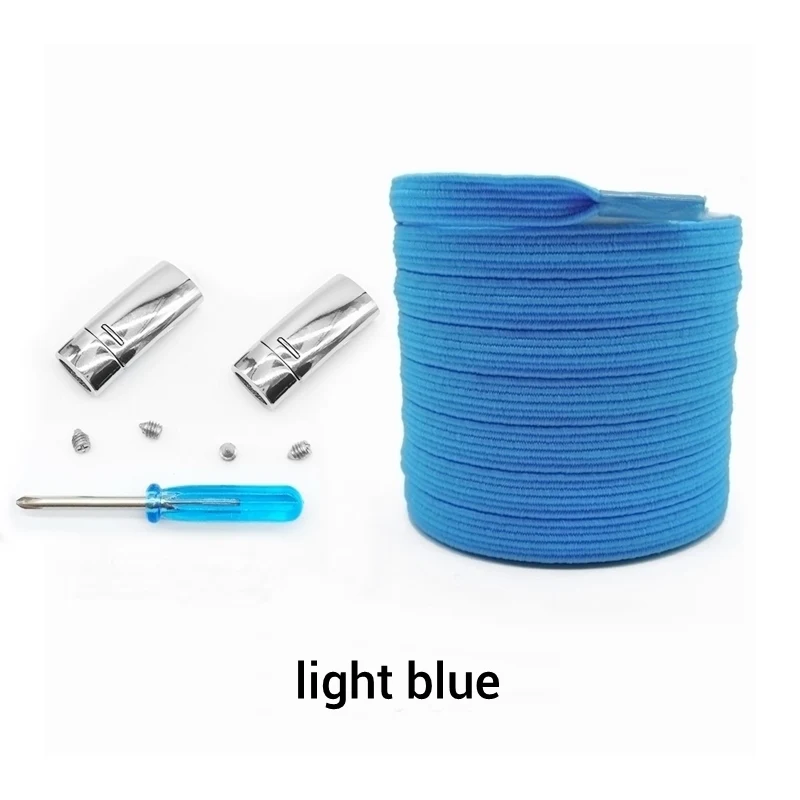 light blue Новинка, 1 пара, магнитные шнурки, эластичные шнурки для обуви, для детей и взрослых, плоские кроссовки, шнурки, металлические шнурки с быстрым замком, шнурки Z077 - Цвет: light blue