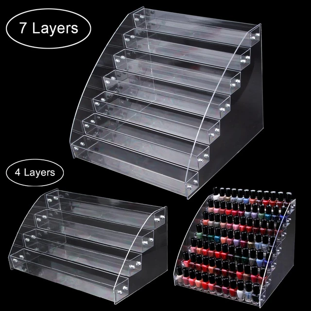 1 To 7 Tier Nail Polish Display Stand Rack Acrylic Clear Cosmetic Varnish  Nail Art Manicure Tool Organizer Plastic Storage Box - AliExpress