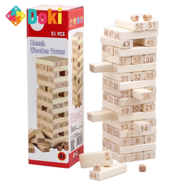 Doki Toy Large Size Wooden Domino Building Blocks Toys Tower Game Baby Educational Toy For Children Dominoes Stacking Train Toy 1