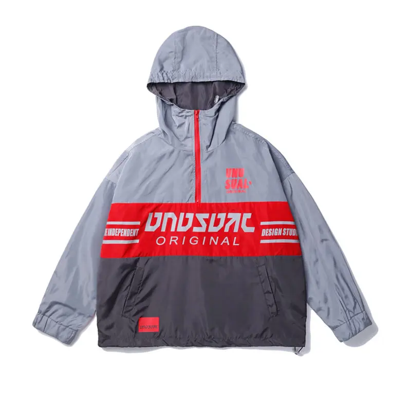 Серый Anorak мужская повседневная куртка с капюшоном на молнии - Цвет: Серый