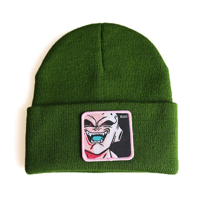 Уличная шапка с героями мультфильмов, драконий жемчуг, дьявол, BUU, аниме, вязаная шапка, шерстяная шапка в стиле хип-хоп, Лыжная шапка - Цвет: Армейский зеленый