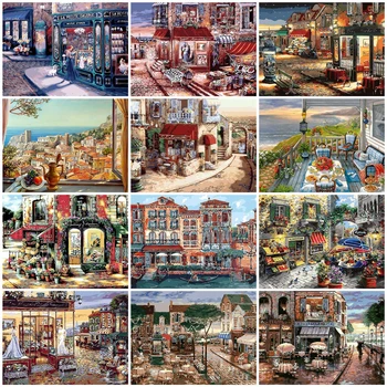 

HUACAN DIY Pictures By Numbers City Drawing On Canvas Painting By Number Street Hand Painted Paintings Art Gift Kits Home Decor