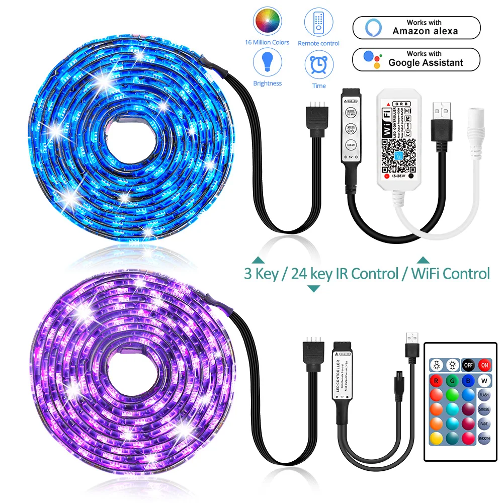 Светодиодная лента с Wi Fi RGB 5050 SMD USB Диодная светильник Кая для подсветки