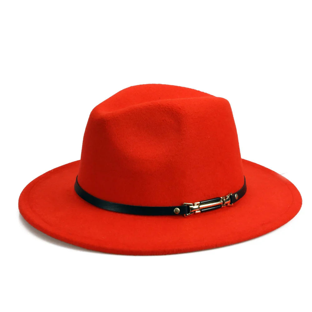 YY PU ремень Fedora шляпа для мужчин зимние теплые шляпы Трилби женщин с широкими полями Джаз Панама Винтаж фетровая Кепка Пряжка Декор FD19050