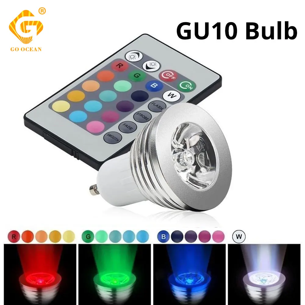 Светодиодный прожектор RGB GU10 85 265 в 3 Вт 5 16 цветов с дистанционным управлением