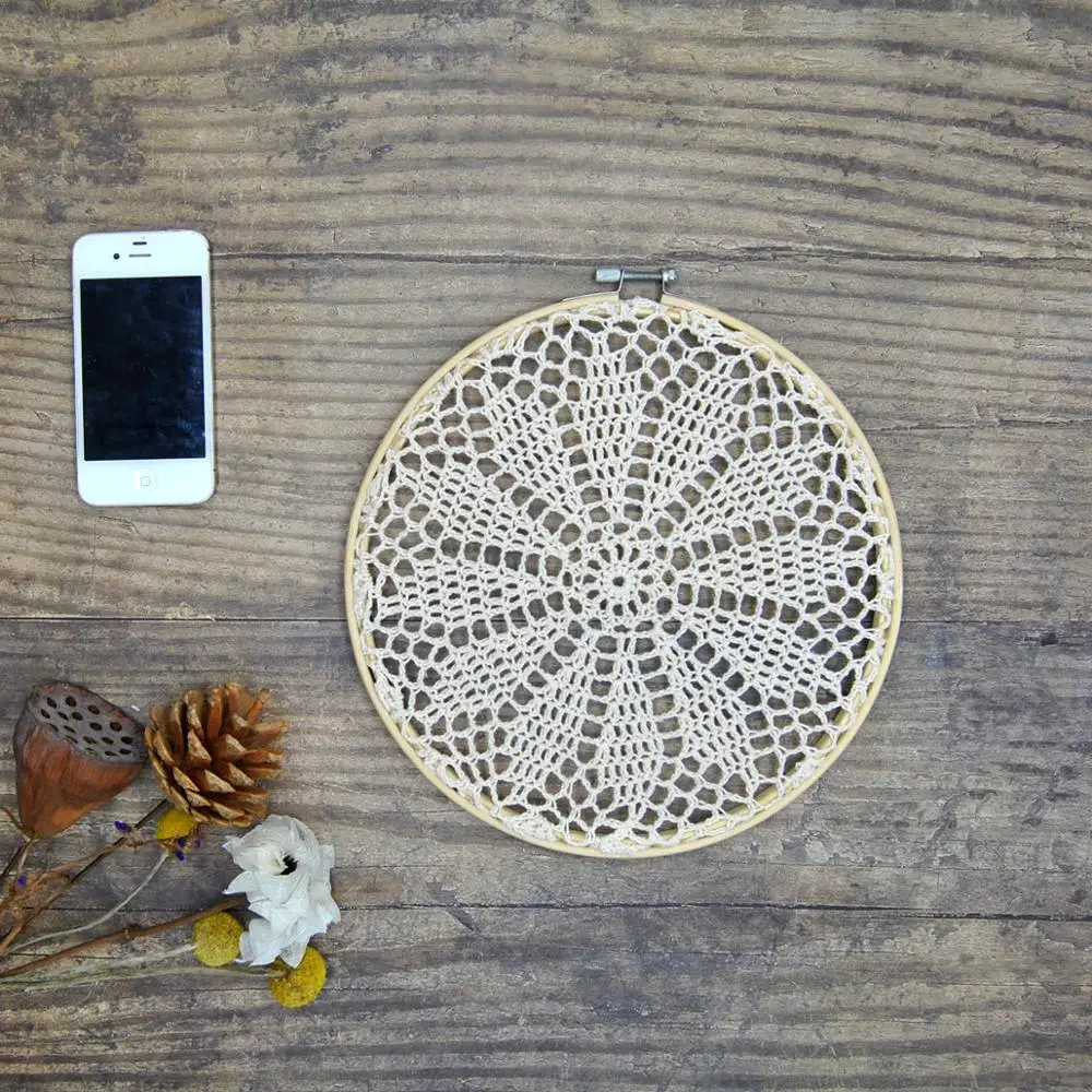 

Handmade Wall Decor hanging Dream Cotton flower Lace Catcher Wedding Background party home shop decoration No.A007 diameter 23cm