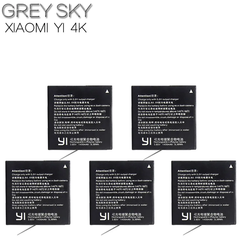 5 battery 1400 мАч аккумулятор для Xiaomi Yi II Xiami yi 4k батареи+ светодиодный USB 3 слота зарядное устройство для Xiaoyi Yi Lite экшн-камеры - Цвет: 5 battery