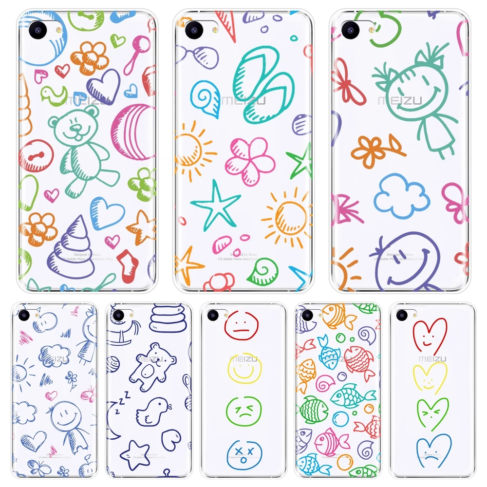 

Back Cover For Meizu U10 U20 Pro 6 7 Plus Heart Smile Graffiti Soft Silicone Phone Case For Meizu 16th 16x 15 Lite 16 Plus Case