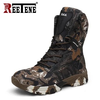 

REETENE New Waterproof Men Tactical Military Shoes High Quality Winter Boots Men's Camouflage Military Warm Boots Work Shoes