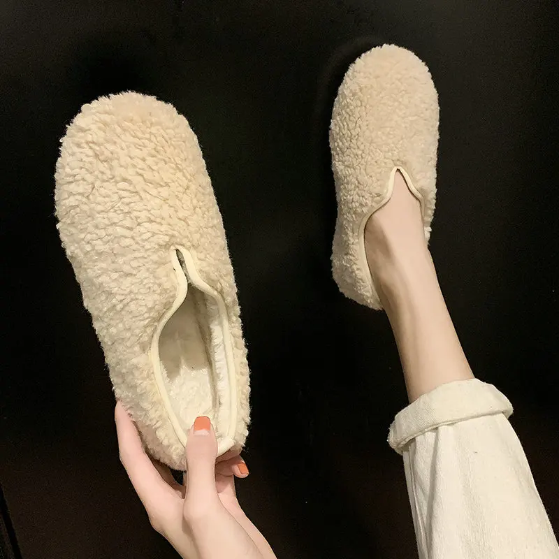 Mujer de piel de cordero deslizadores invierno Chaussures mujer Pantuflas  lana peluda mocasines para exterior Mujer Zapatos Mujer mocasines mujer  Zapatillas|Zapatillas| - AliExpress