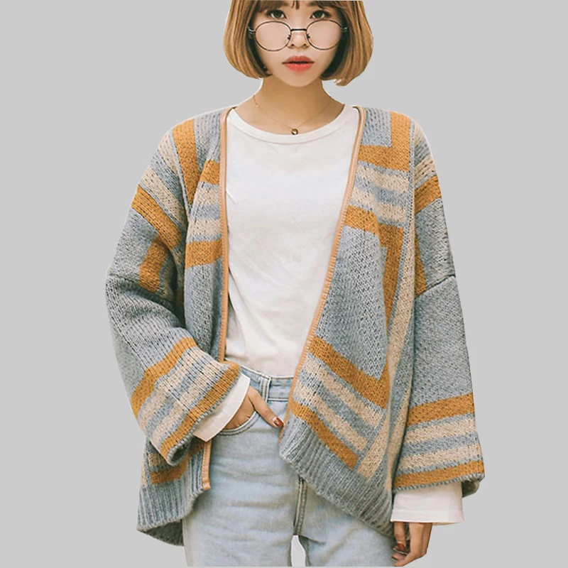 Plaid Cashmere Woman Sweaters Coat Fall Winter Warm Women's Loose Jumpers Knitted Sweater Women Top |