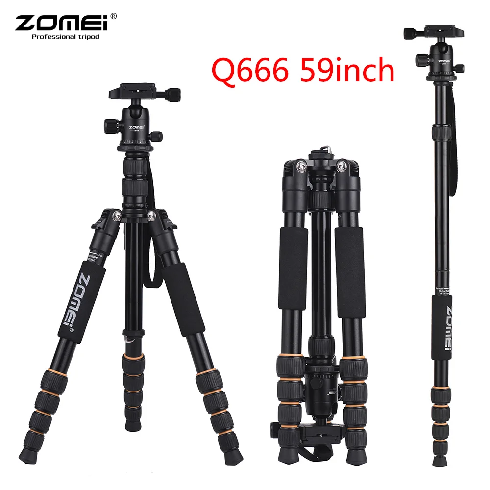 Штатив ZOMEI Q100 Q111 Q555 Q666 Q666C для путешествий, портативный штатив для камеры Canon, Nikon, sony, DSLR, профессиональный штатив для камеры - Цвет: Q666
