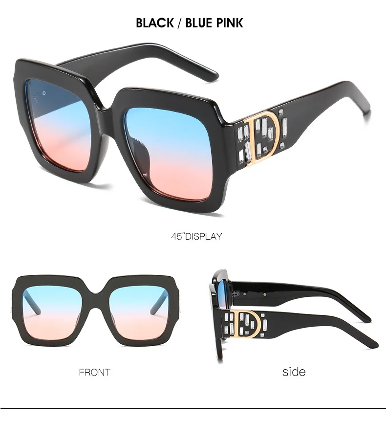 Women's Glasses Fashion Retro Square Diamond Rhinestone Sunglasses For Women Men Brand Design Classic Large Frame UV400 Sun Glasses Eyeglasses square sunglasses women