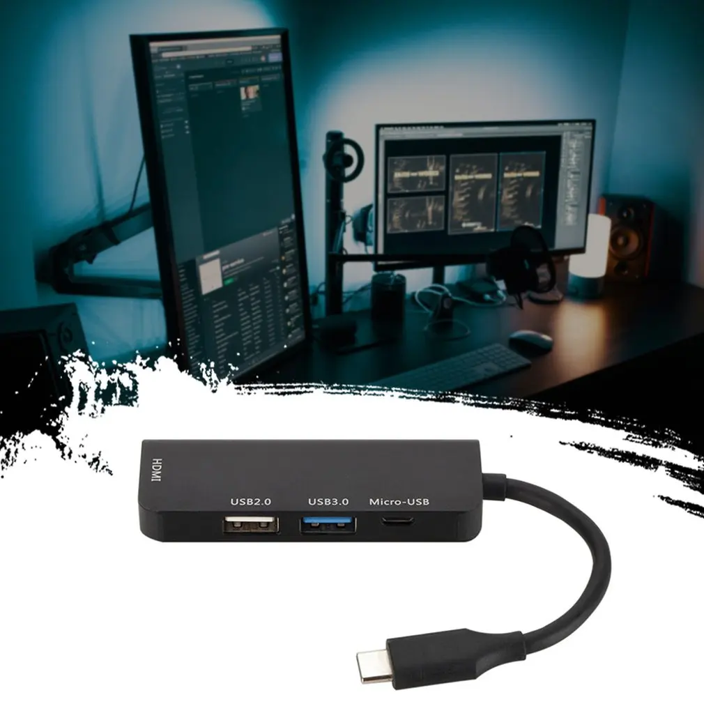 Концентратор Tpye-C к Micro USB 3,0 2,0 HDMI Thunderbolt 4 порта сплиттер адаптер совместимый для MacBook Pro samsung Galaxy