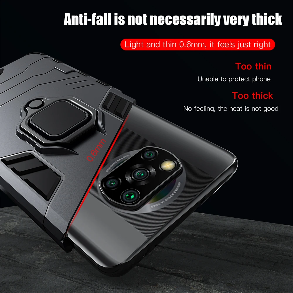 KEYSION Shockproof Case with Ring Stand and Phone Back Cover