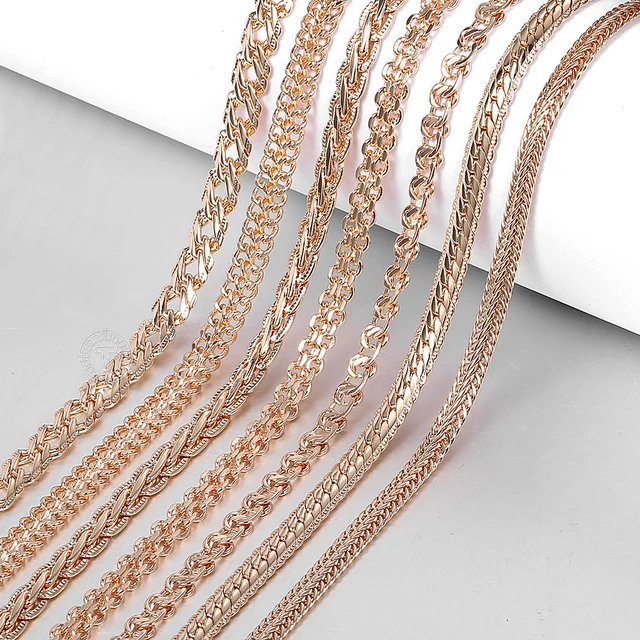 Rose Gold Chain Necklace Women  Rose Gold Chain Necklace Men - Necklace  Women 585 - Aliexpress