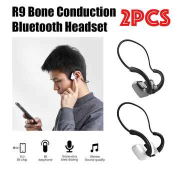 

Original R9 Headset 2pcs/set Bluetooth 5.0 Bone Conduction Headsets w/Mic Handsfree Calling Waterproof Wireless Sports Earphones