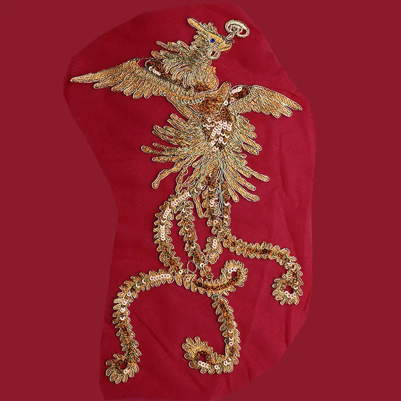 AHYONNIEX Goldenen Drachen Kostüm Patch Kostüm Traditionelle Dekoration Applique DIY Handwerk Hand Nähen Tuch Aufkleber – Detail 2