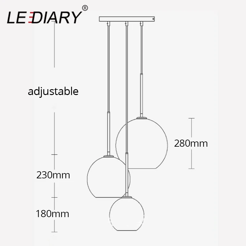 LEDIARY Лофт современный подвесной светильник градиентный Серебряный Золотой стеклянный подвесной светильник 96-240 в E27 скандинавский подвесной светильник кухонный светильник закрепленный