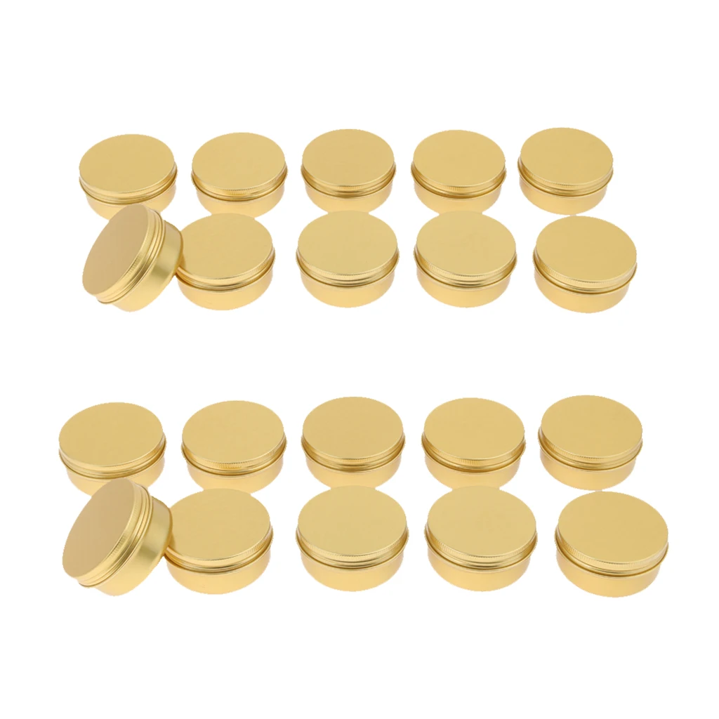 20 Pieces Aluminum Tins Cans - Round Storage Jars Screw Lids Metal Tins, Travel Tins Cosmetic Refillable Containers, 50g & 30g