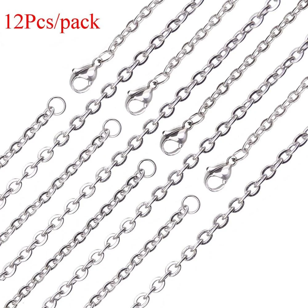 Cadenas de eslabones de acero inoxidable para fabricación collares de 18 30 pulgadas, estilo O, venta al por mayor, 12 unidades|Collares de cadena| - AliExpress