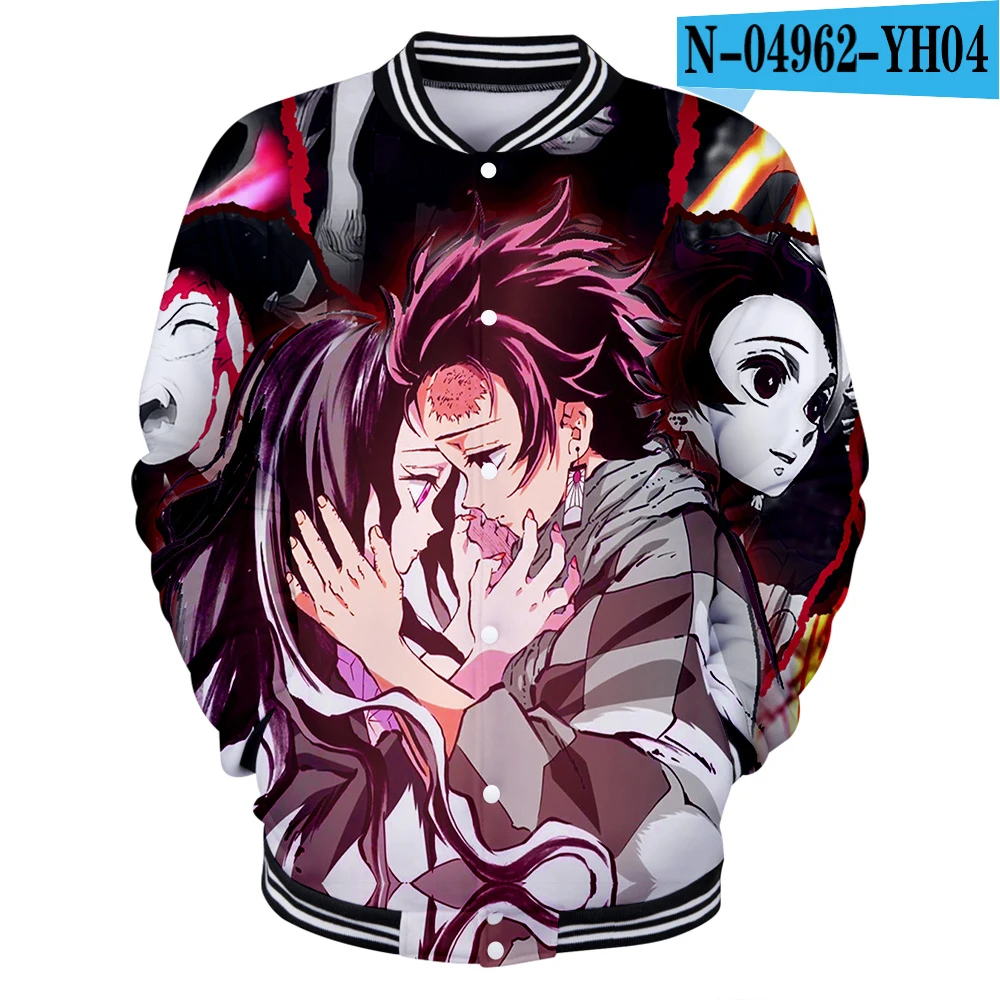Demon Slayer: Kimetsu no Yaiba мужские куртки Харадзюку аниме бомбер куртки мужские и женские пальто мультфильм уличная бейсбольная Толстовка - Цвет: one