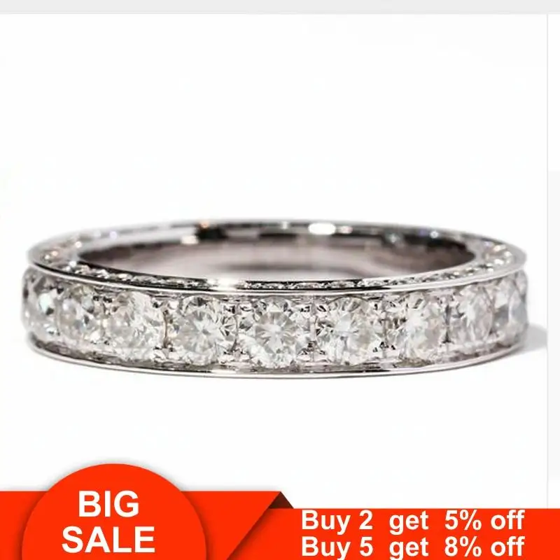 Изысканные и пояса вечности кольца реальные 925 стерлингового серебра 3 ряда AAAAA cz