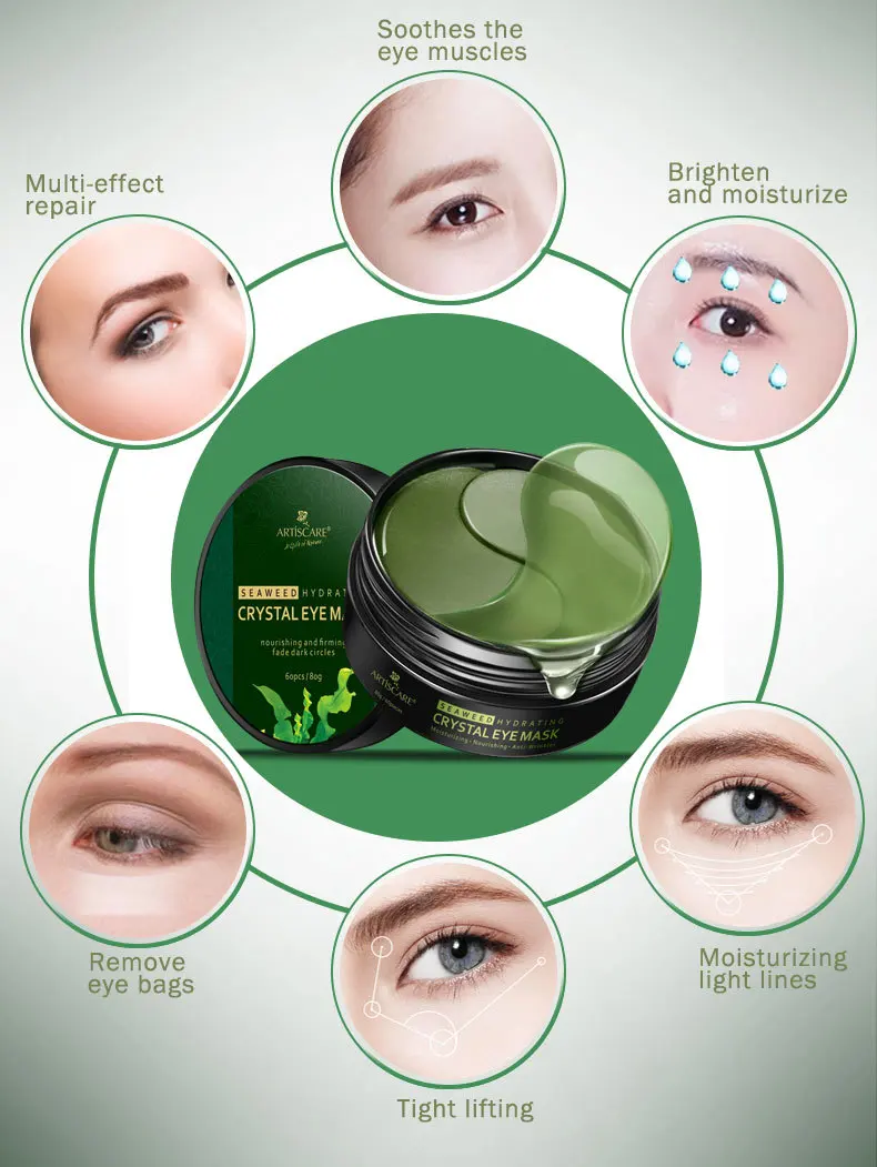 Eye Serum Roller Massager + Seaweed Collagen Gel Eye Patches