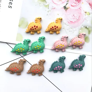 

10PCS /lot kawaii Flat back resin Small dinosaur mixed color resin cabochons accessories charms diy