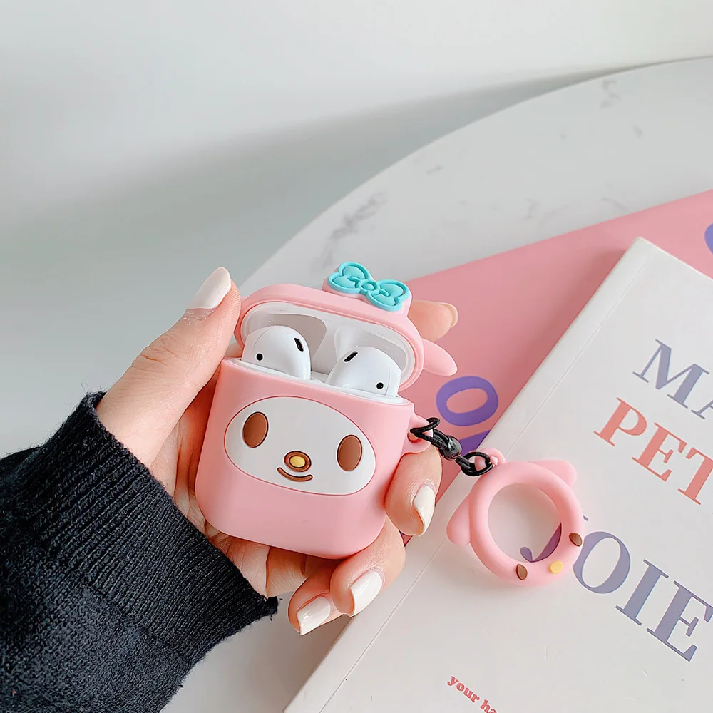 Cute Cartoon Earphone Case For Airpods 2 Cover Soft Silicone Slim Earphone Cover For Airpods Case Bag Protective Strap or Hook - Цвет: GJ0423