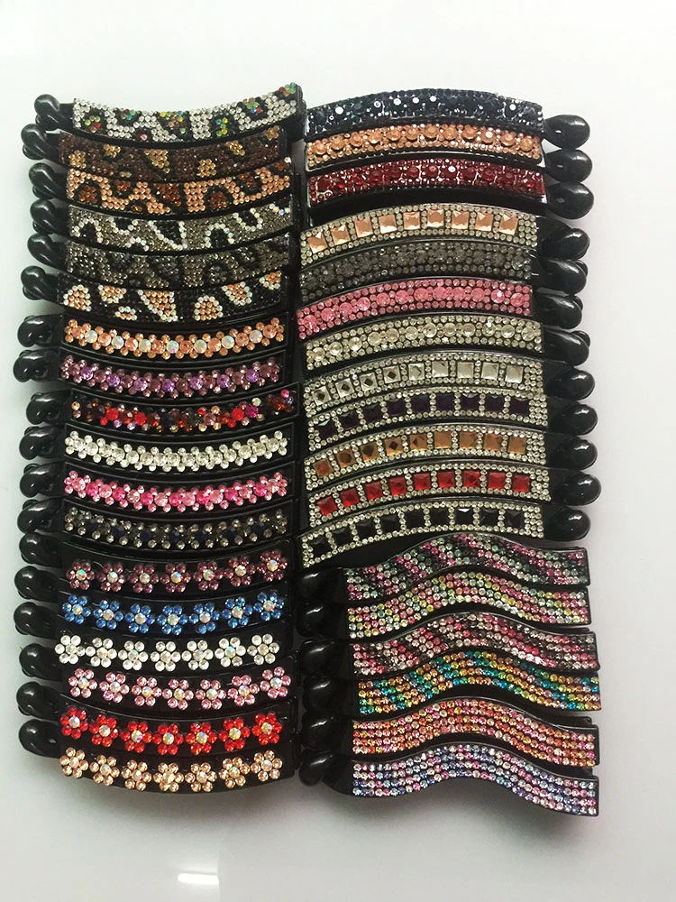 

Korean The Headgear Full of Rhinestone Vertical Clip Temperament Ponytail Clip Banana Clip Hairpin Torsion Clip Hair Pins