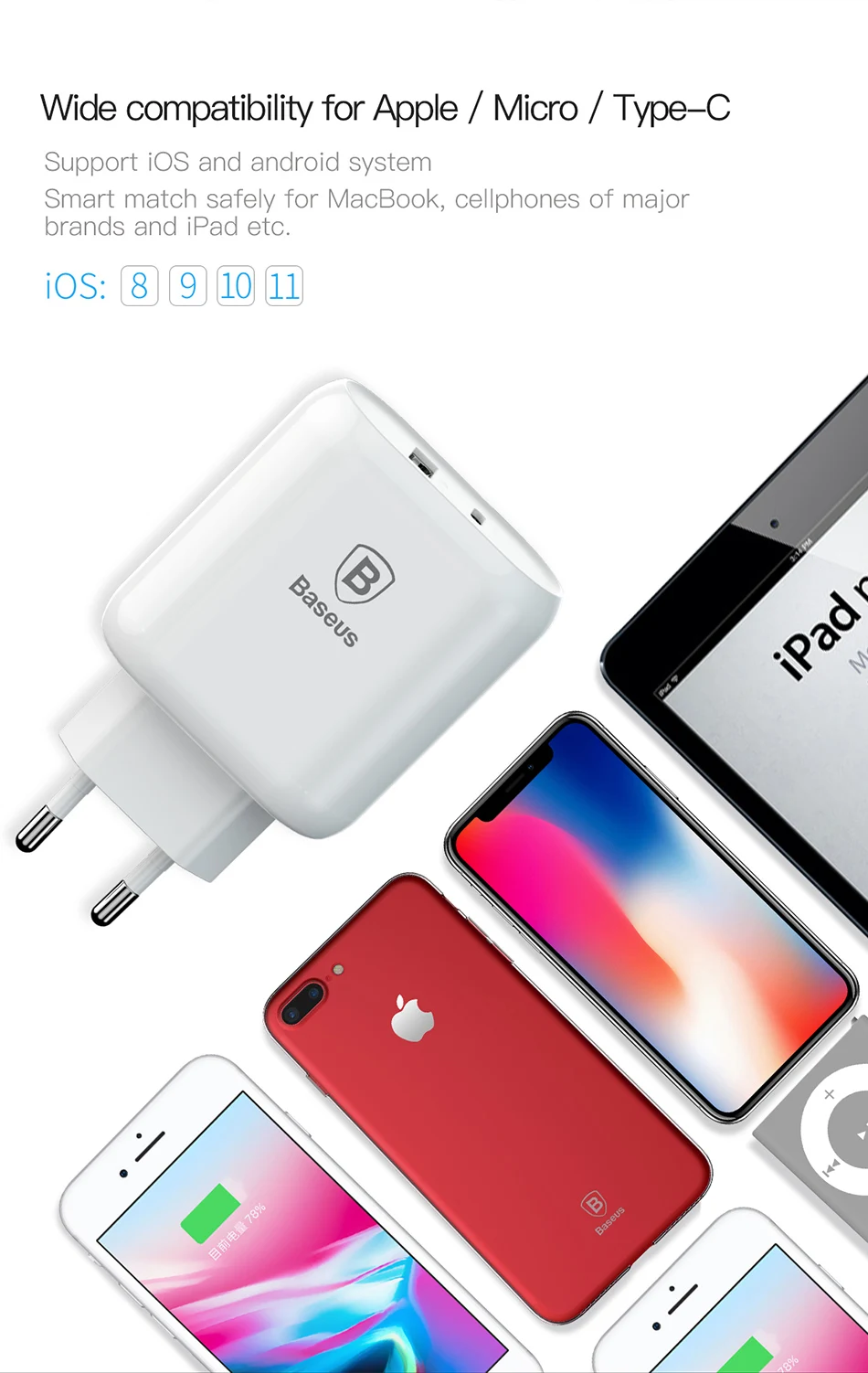 Быстрое зарядное устройство Baseus 32 Вт USB C PD для iPhone 11 Pro Max Xs type C PD 3,0 зарядное устройство для мобильного телефона Быстрая зарядка type-c PD USB зарядное устройство