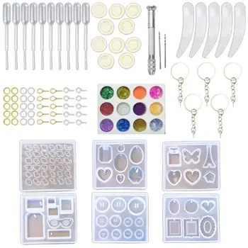 

Transparent Silicone Mold Pendant DIY Epoxy Mould for Jewelry Polymer Crafts Making Molds with Hole