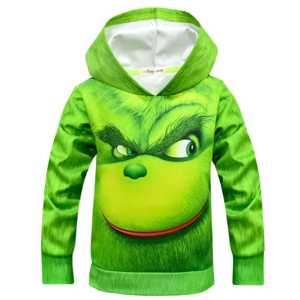 Худи для мальчиков с 3D-принтом «GRINCH»; Modis Infantil Roupa Menina Moletom; детская одежда; толстовки для маленьких девочек; Menino Moleton Bluzy Grinch; Рождественская одежда