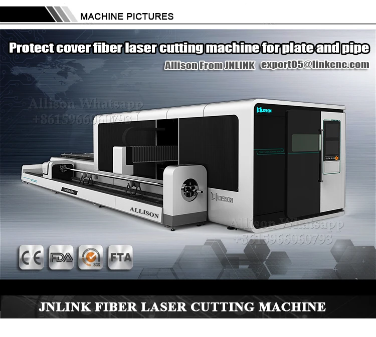 fiber laser cutting machine with exchange table and protect cover for plate and pipe-1